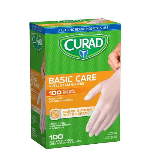 Curad Basic Care Vinyl Exam Gloves 100 ct